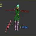 Game Movie Character with Blonde Hair Black Armored Bodysuit Arms Outstretched and Sword Gear
