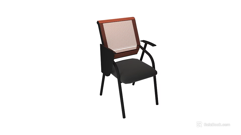 Modern Leisure Chair Featuring Wooden Frame Mesh Back Black Armrests And Black Seat 3d model 