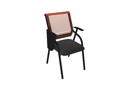 Modern Leisure Chair Featuring Wooden Frame Mesh Back Black Armrests And Black Seat 3d model