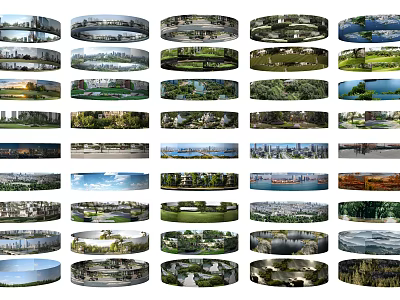 Modern surround background environment map landscape background urban background forest background distant mountains background plant background 3d model