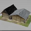 Traditional Wooden Building Featuring Sloped Tile Roofs Connected Sections And Natural Wood Walls