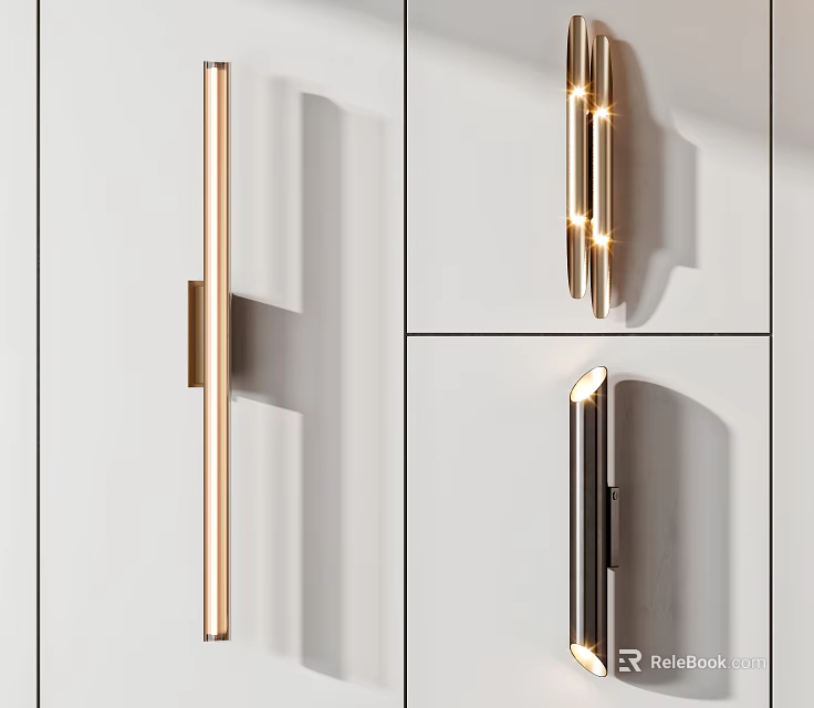 Modern Elegant Slim Wall Lamp With Metal Frame And LED Lighting For Interior Wall 3d model 