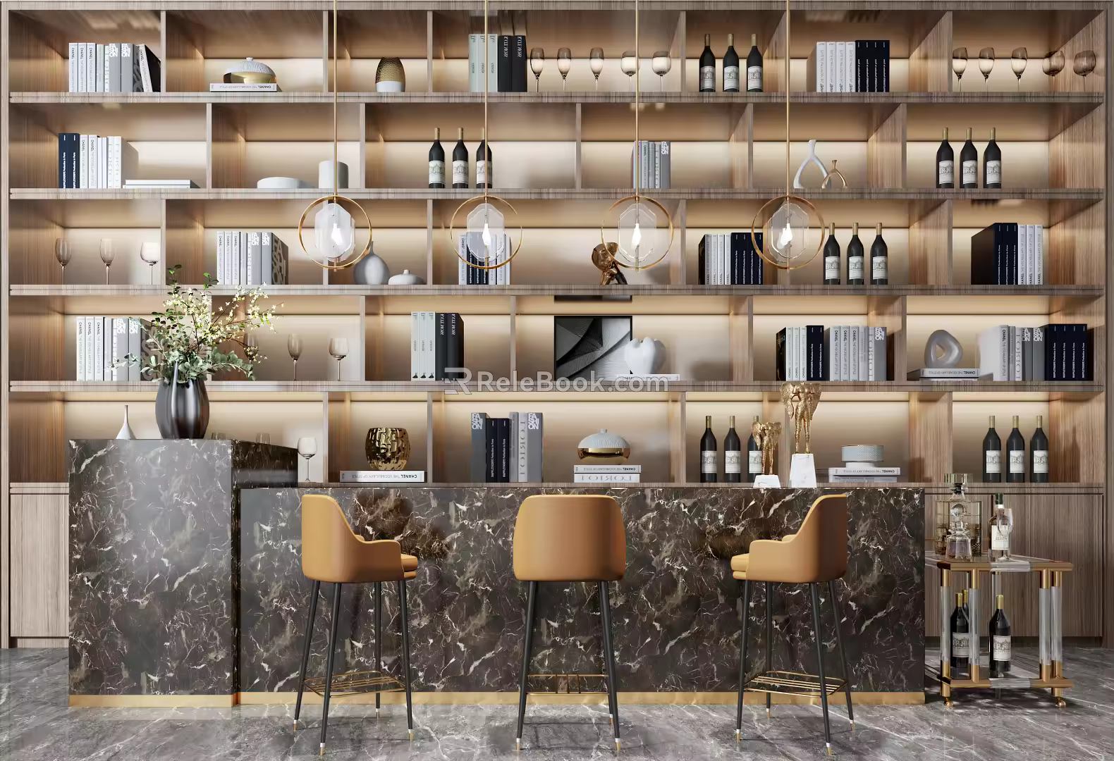 Modern Bar Chair Combination 3d model