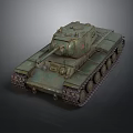 Green Military Tank With Weathered Surface Turret And Armored Tracks On Dark Background