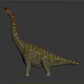 Detailed Dinosaur Model With Long Neck Red Stripes And Yellow White Patterns 3d model