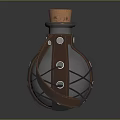 Vintage Glass Bottle With Cork Stopper Leather Strap And Metal Buckles Design