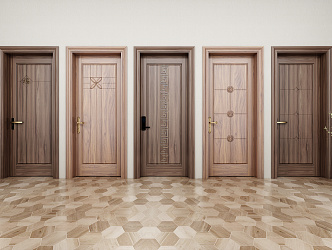 New Chinese style flat door variety of room door 3d model