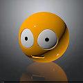 Yellow Emoji Character With Big Eyes Open Mouth And Gray Background Reflection