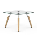 Modern Coffee Table with Glass Top and Yellow Silver Legs Contemporary Design