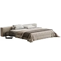 Modern Double Bed With Quilted Bedspread And Soft Pillows In Cozy Bedroom Setting