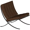 Brown Tufted Leisure Chair With Curved Metal Frame And Comfortable Design