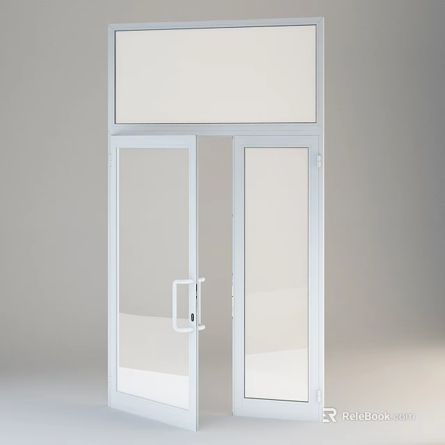 Modern Double Glass Doors With White Frame And Sleek Design For Home 3d model 
