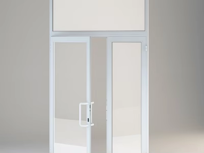 Modern Double Glass Doors With White Frame And Sleek Design For Home 3d model