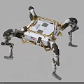 Mechanical Spider Robot With Multiple Legs White Body And Golden Frame Structure 3d model