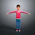 3D Boy Character Wearing Pink Hoodie Blue Jeans And Red Shoes With Arms Outstretched