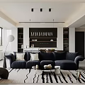 Modern Minimalist Open Living And Dining Room With Panoramic View Window And Elegant Interiors