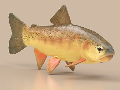 Vibrant Aquatic Animal Fish With Yellow And Orange Spotted Body Orange Fins And Black Eyes 3d model