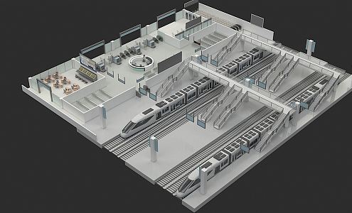 modern high-speed rail 3d model