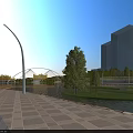 Modern Urban Lakeside Landscape Garden With Lush Greenery Winding Walkways And Clear Blue Waters