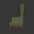 Green Upholstered Armchair With Classic Design Comfortable Seat And Wooden Legs