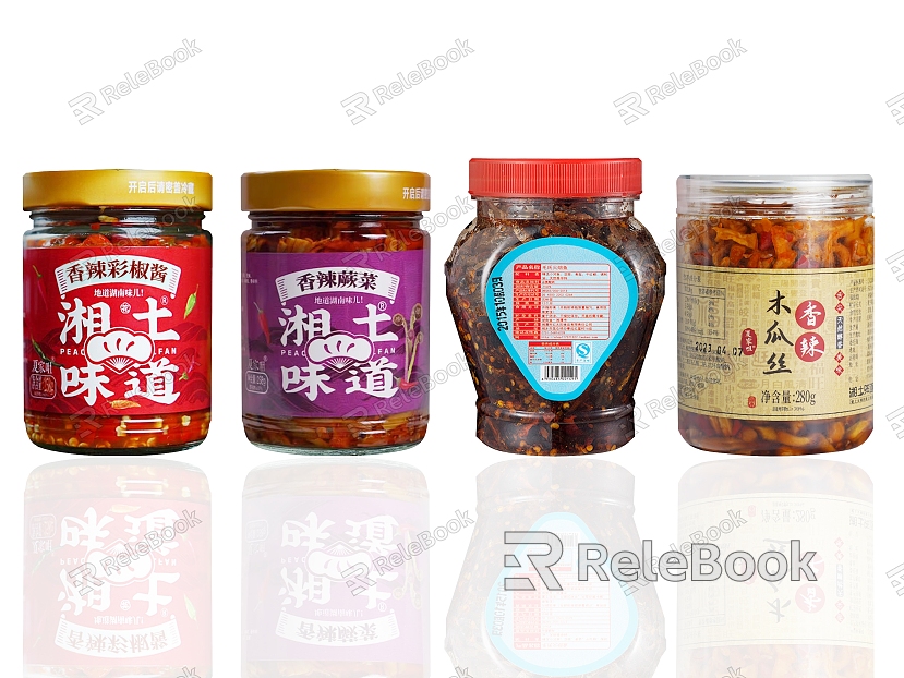 Canned pickled mustard tuber seasoning food food bottle jar glass jar under the meal model