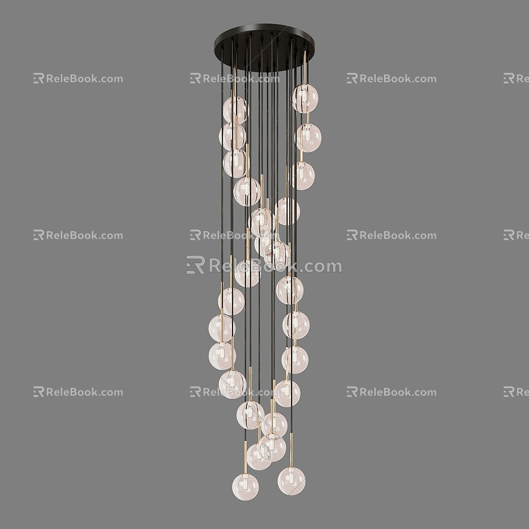 Modern Simple Light Luxury Spherical Chandelier 3d model