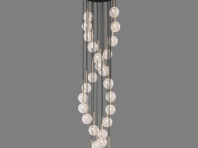 Modern Minimalist Chandelier with Transparent Glass Balls and Black Wires Design 3d model