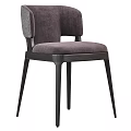 Elegant Modern Dining Chair With Deep Purple Velvet Seat Gray Backrest And Wooden Legs