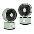 Two Midea Light Green Compact Desktop Air Cooler Fans With Rotary Control