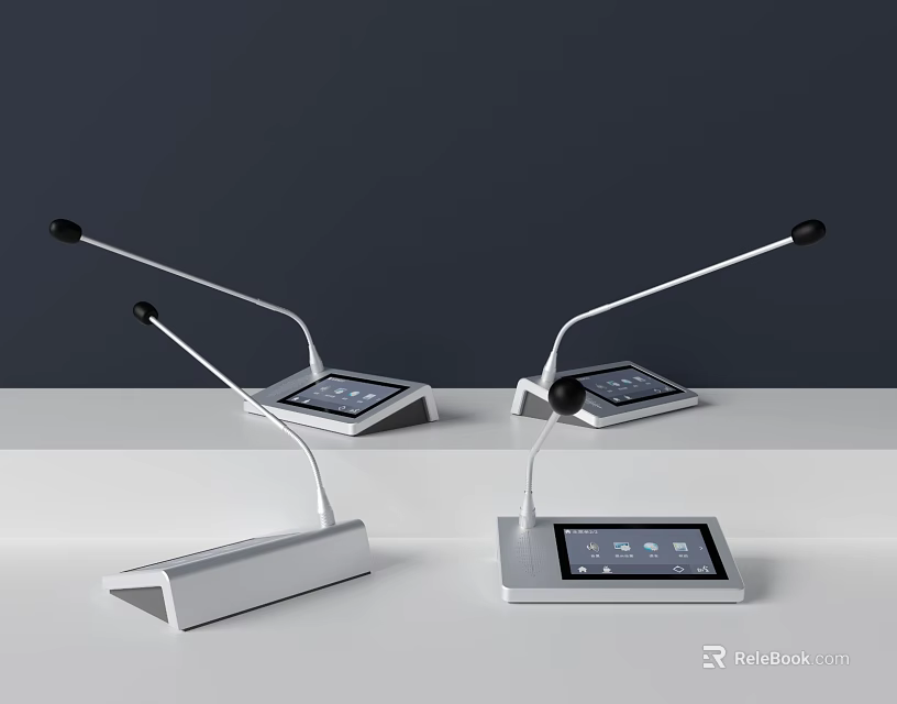 Modern White Headphone Speaker With Touch Screen And Built In Microphone Design 3d model