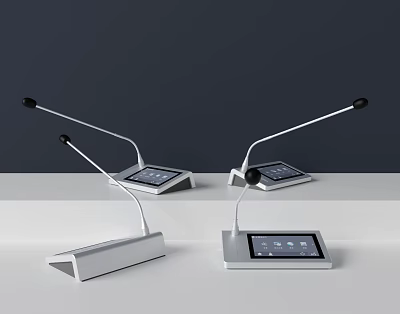 Modern White Headphone Speaker With Touch Screen And Built In Microphone Design 3d model