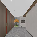 Modern Elegant Elevator Hallway Interior With Wooden Doors Recessed Lighting And Decorative Artwork