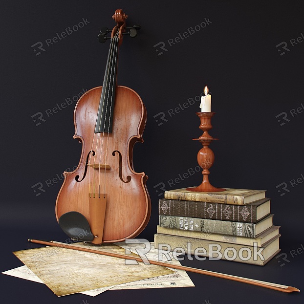 Violin Decorative Combination Instrument Piano Violin Book Candle Holder Candle Sheet Music Paper Vintage model