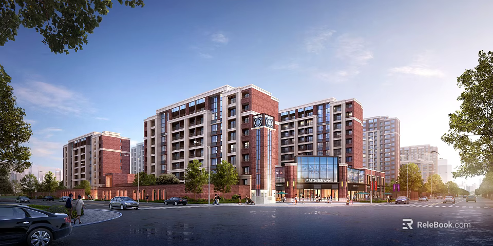Modern Multi Story Residential Buildings In Urban Area With Greenery 3d model 