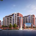 Modern Multi Story Residential Buildings In Urban Area With Greenery