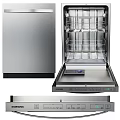 Stainless Steel Dishwashers Modern Kitchen Appliances With Visible Interior Racks And Units