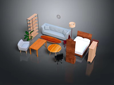 Modern Entryway Cabinet And Sideboard Interior Design With Wooden Furniture And Decorative Plants 3d model