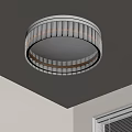 Modern Round Flush Mount Ceiling Light With Crystal Accents And White Shade 3d model