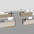 Modern Reception Desk Designs Featuring Wooden White Countertops Decorative Plants and Computers