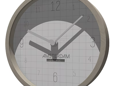 Round Amsterdam Clocks Wall Clock With Numbered Dial Grid Background And Wooden Frame 3d model