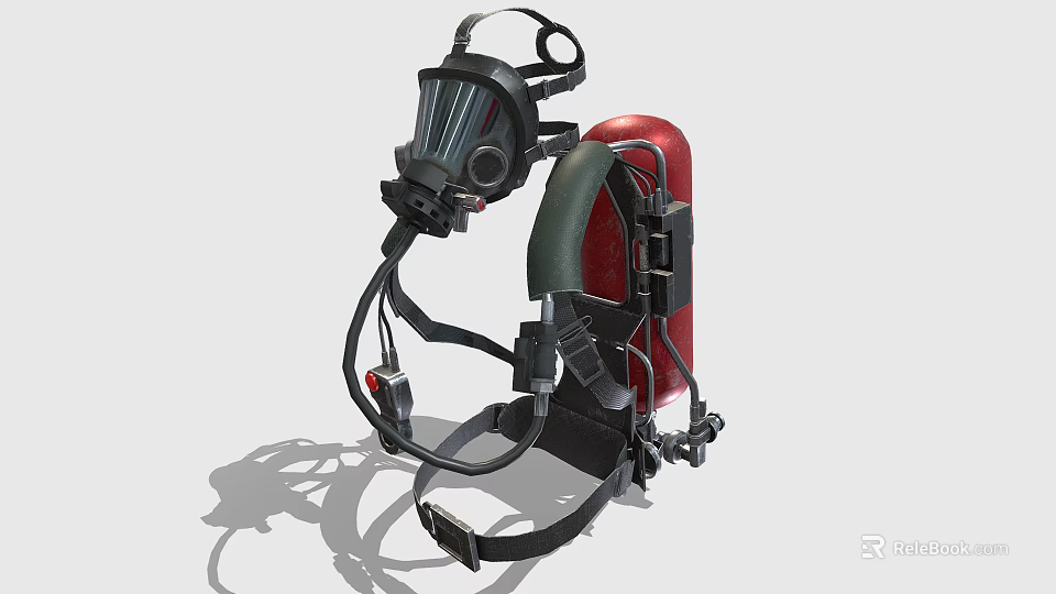 Industrial Protective Gas Mask Respirator With Straps And Breathing Apparatus 3d model 
