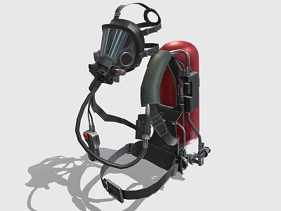 Industrial Protective Gas Mask Respirator With Straps And Breathing Apparatus 3d model