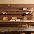 Quiet wind bookcase dining table and chair combination 3d model