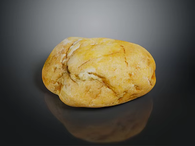 Natural Yellow Stone With Surface Cracks On Black Background And Reflection 3d model