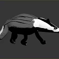 Handmade Gray And White Badger Figurine With Striped Back Walking Pose