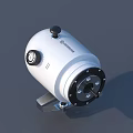 Parker White Circular Industrial Engine with Black Knob and Metal Base Structure