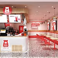 IWANTEA Milk Tea Shop With Red Signage Ice Cream And Tea Counter And Seats