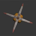 Vintage Space Exploration Aircraft Featuring Pumpkin Shaped Balloon And Propeller Design
