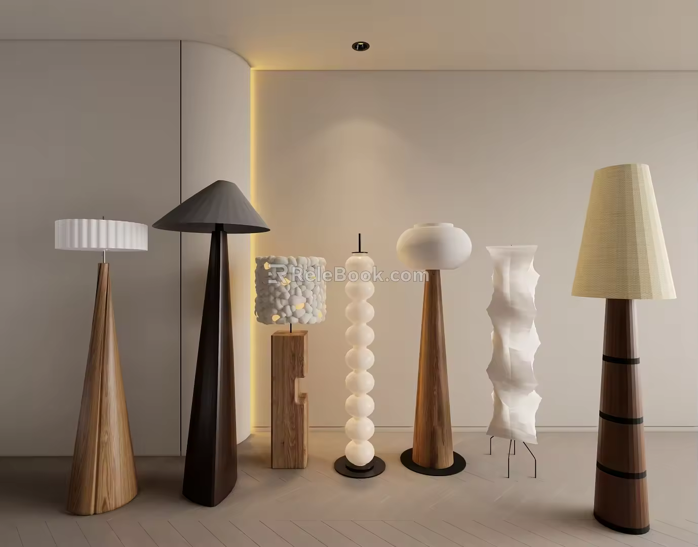 Floor lamp Wooden floor lamp 3d model