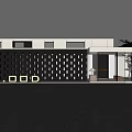 Modern Storefront Facade With Black Perforated Wall White Building Rectangular Windows And Brand Sign 3d model